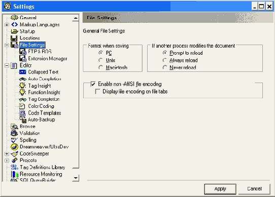   File Settings