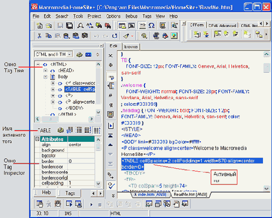  HomeSite   Tag Inspector