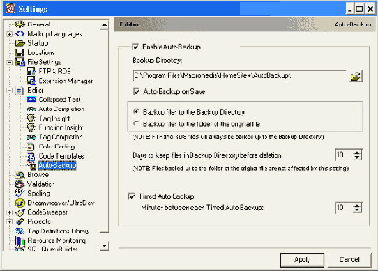   AutoBackup   Settings