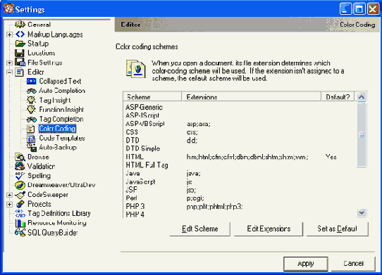  Color Coding   Settings