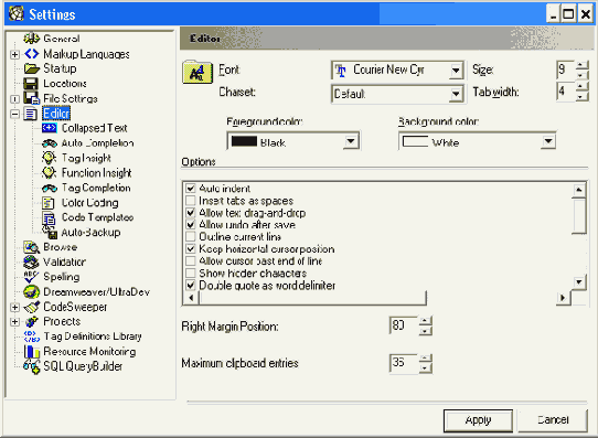  Editor   Settings