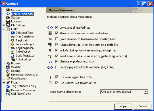  Markup Languages   Settings